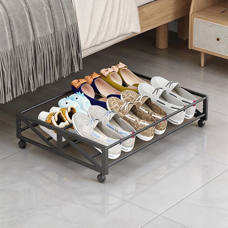 Boîte à chaussures multifonctionnelle avec roulettes, boîte à chaussures rectangulaire/support de rangement pour chaussures, idéale pour le rangement sous le lit, sous le bureau, sous le canapé, sous