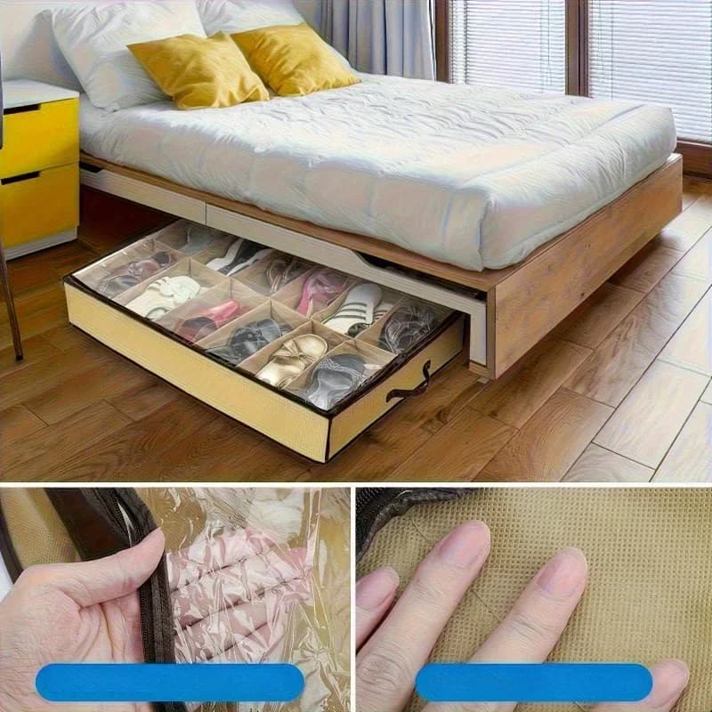Boîte à chaussures avec fermeture éclair de sécurité - sac de rangement, armoire gain de place pour l'entrée sous le lit/la penderie - convient pour les chaussures de sport, les bottes