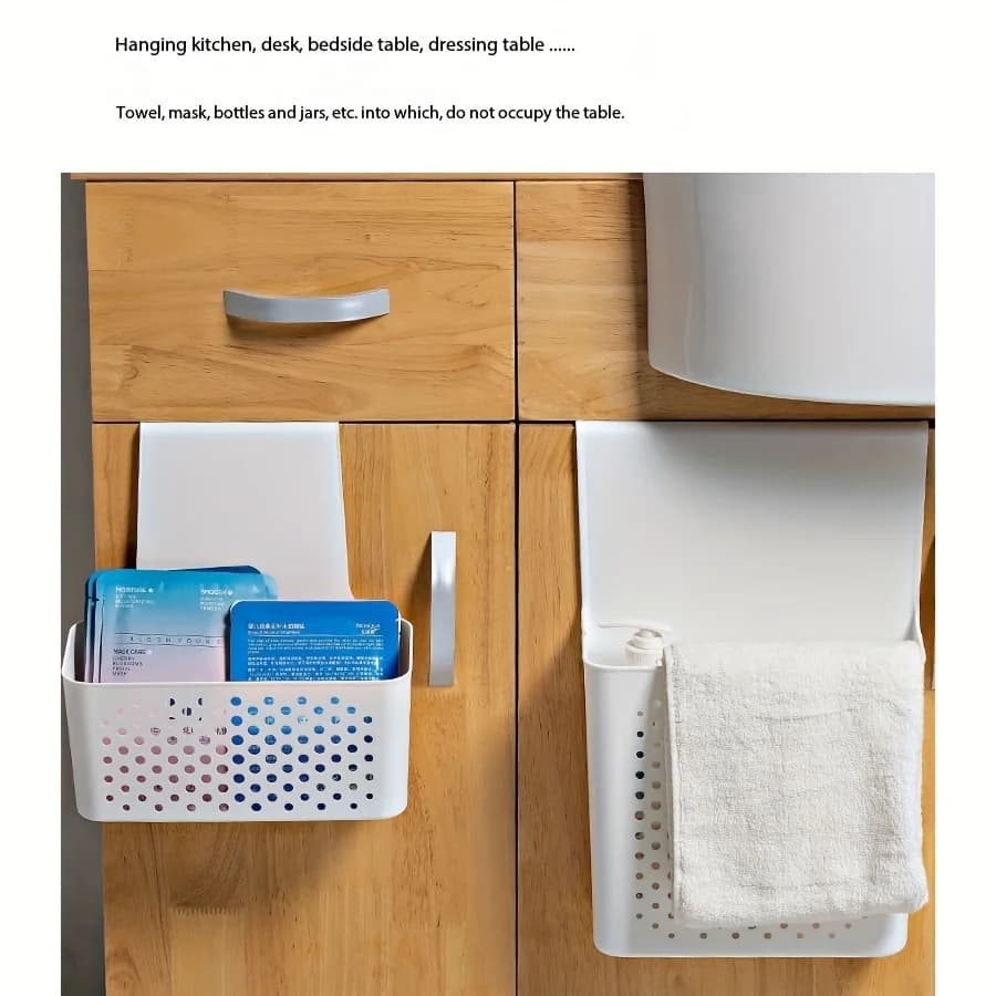 Étagère et boîte de rangement intérieure de porte d'armoire de cuisine, crochet de suspension derrière la porte, paniers d'étagère de panier de porte d'armoire de cuisine