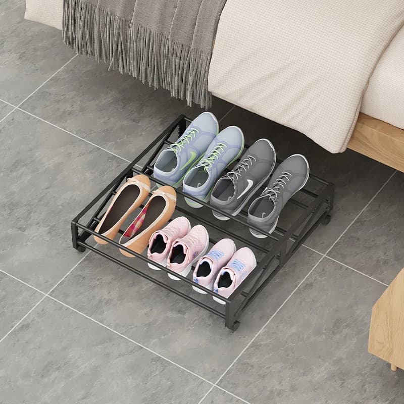 Boîte à chaussures multifonctionnelle avec roulettes, boîte à chaussures rectangulaire/support de rangement pour chaussures, idéale pour le rangement sous le lit, sous le bureau, sous le canapé, sous