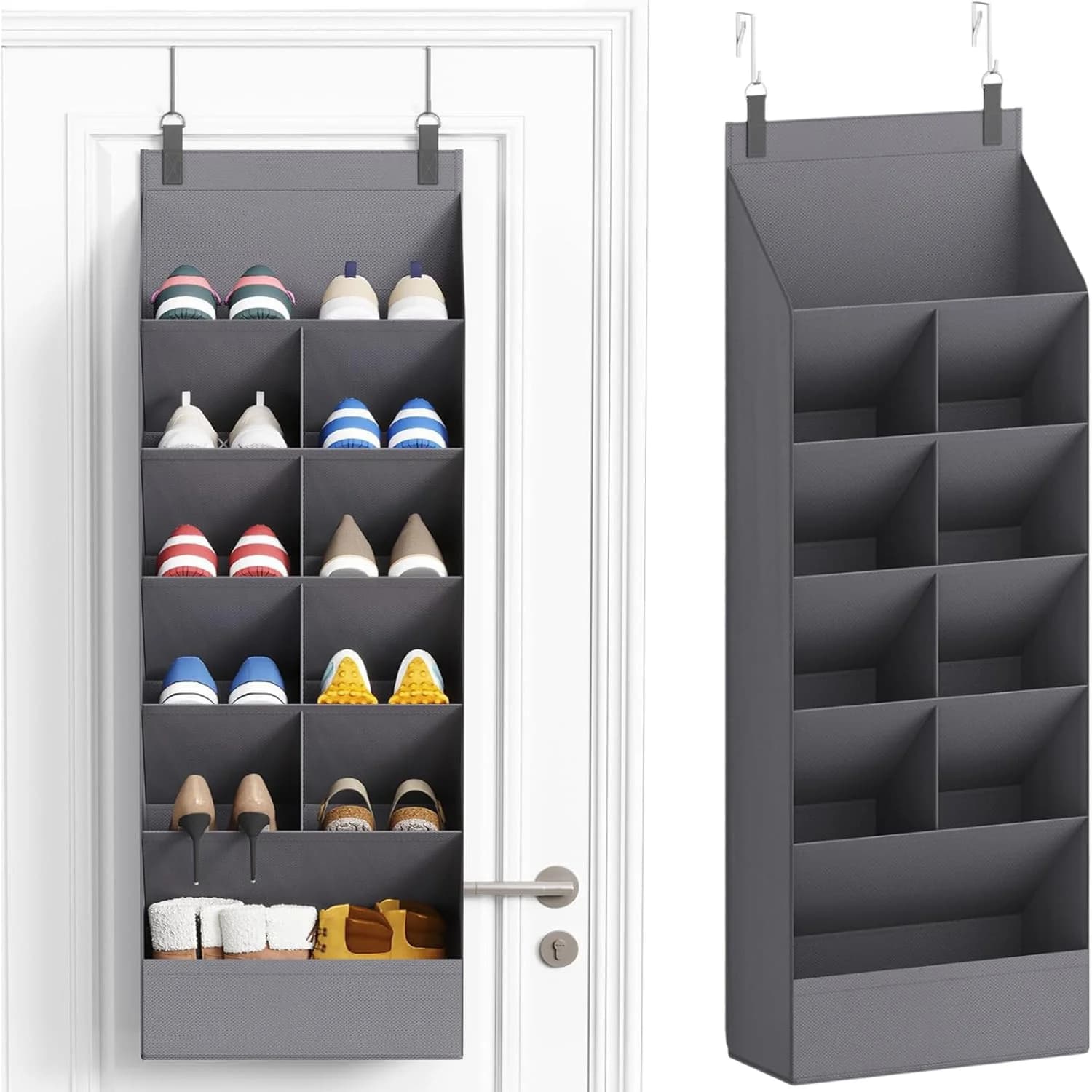 Sac de rangement pour chaussures en tissu, à suspendre à la porte, pour placard, dortoir, peut contenir jusqu'à 12 paires, organisateur de chaussures multi-usages