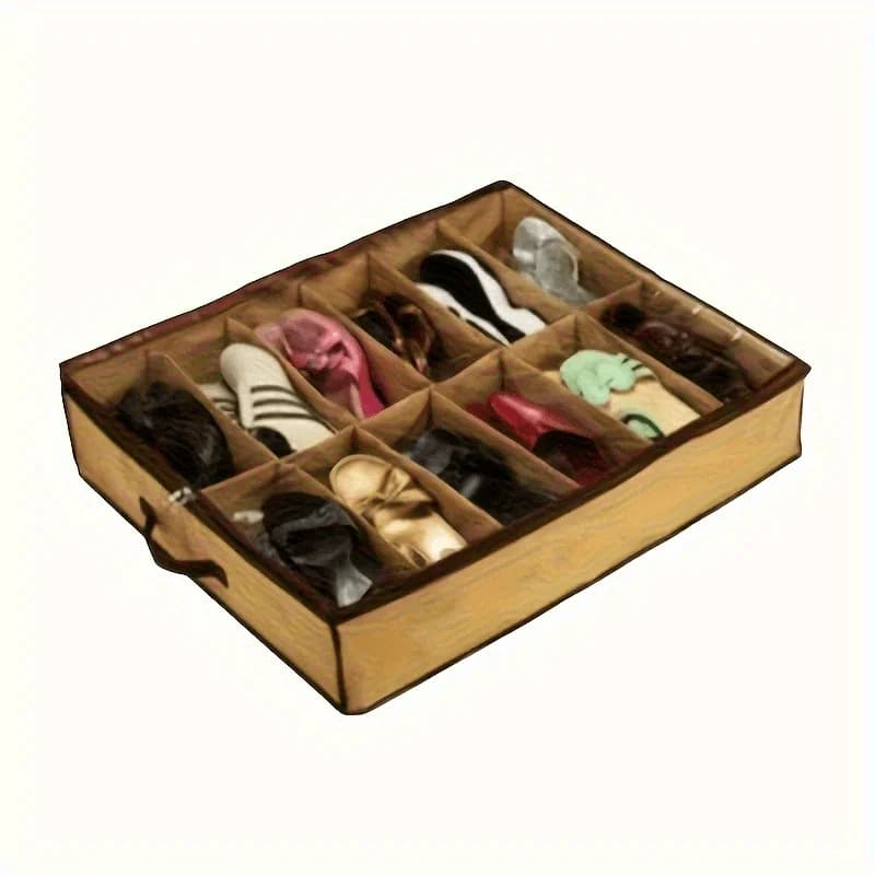 Boîte à chaussures avec fermeture éclair de sécurité - sac de rangement, armoire gain de place pour l'entrée sous le lit/la penderie - convient pour les chaussures de sport, les bottes