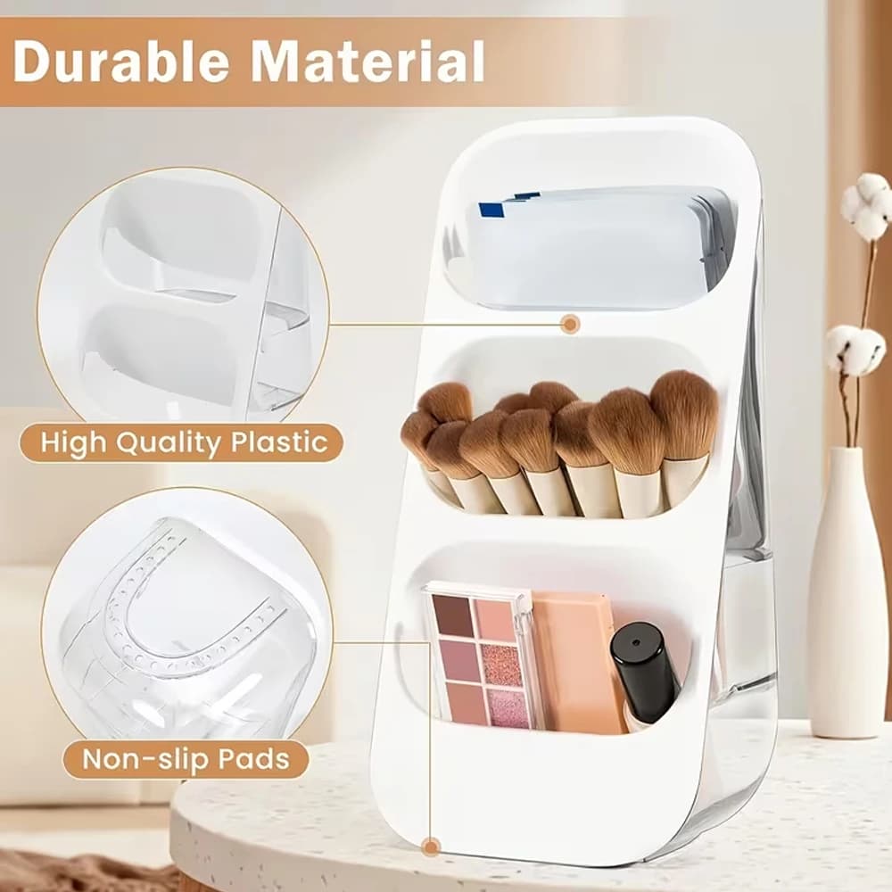 Boîte de rangement pour cosmétiques de bureau, organiseur de pinceaux de maquillage, support de rangement de grande capacité pour comptoir, adapté pour la table de maquillage, la salle de bain, la cha