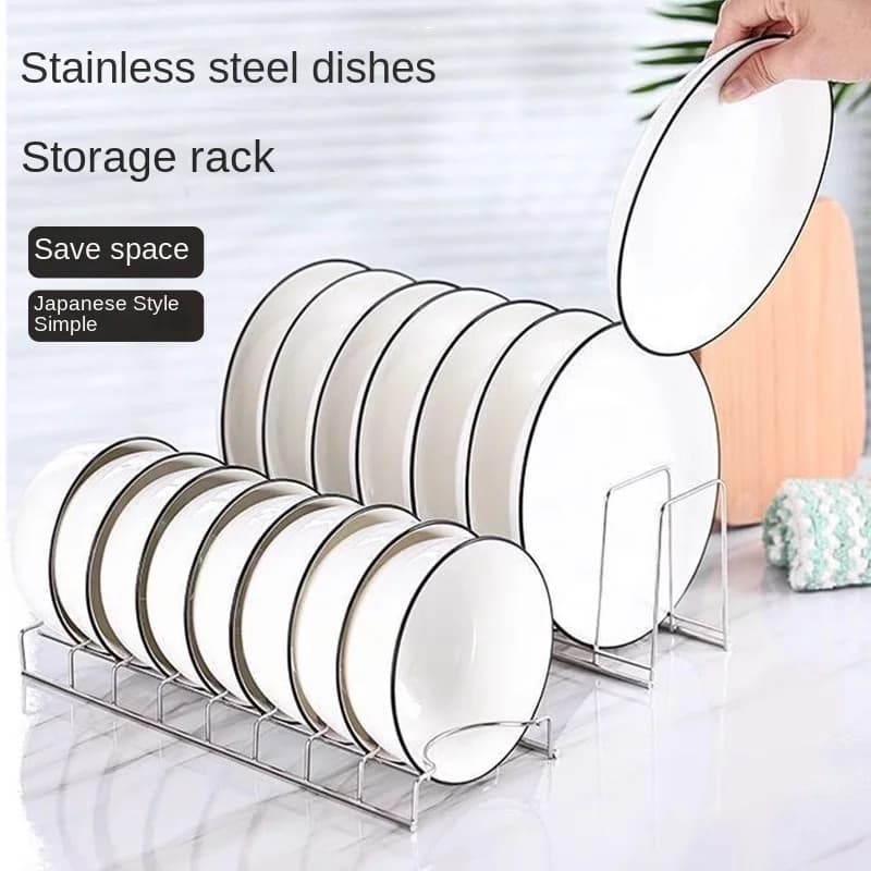 Égouttoir à vaisselle en acier inoxydable, support de rangement polyvalent pour assiettes argentées, bols peu encombrants, support d'égouttoir pour cuisine