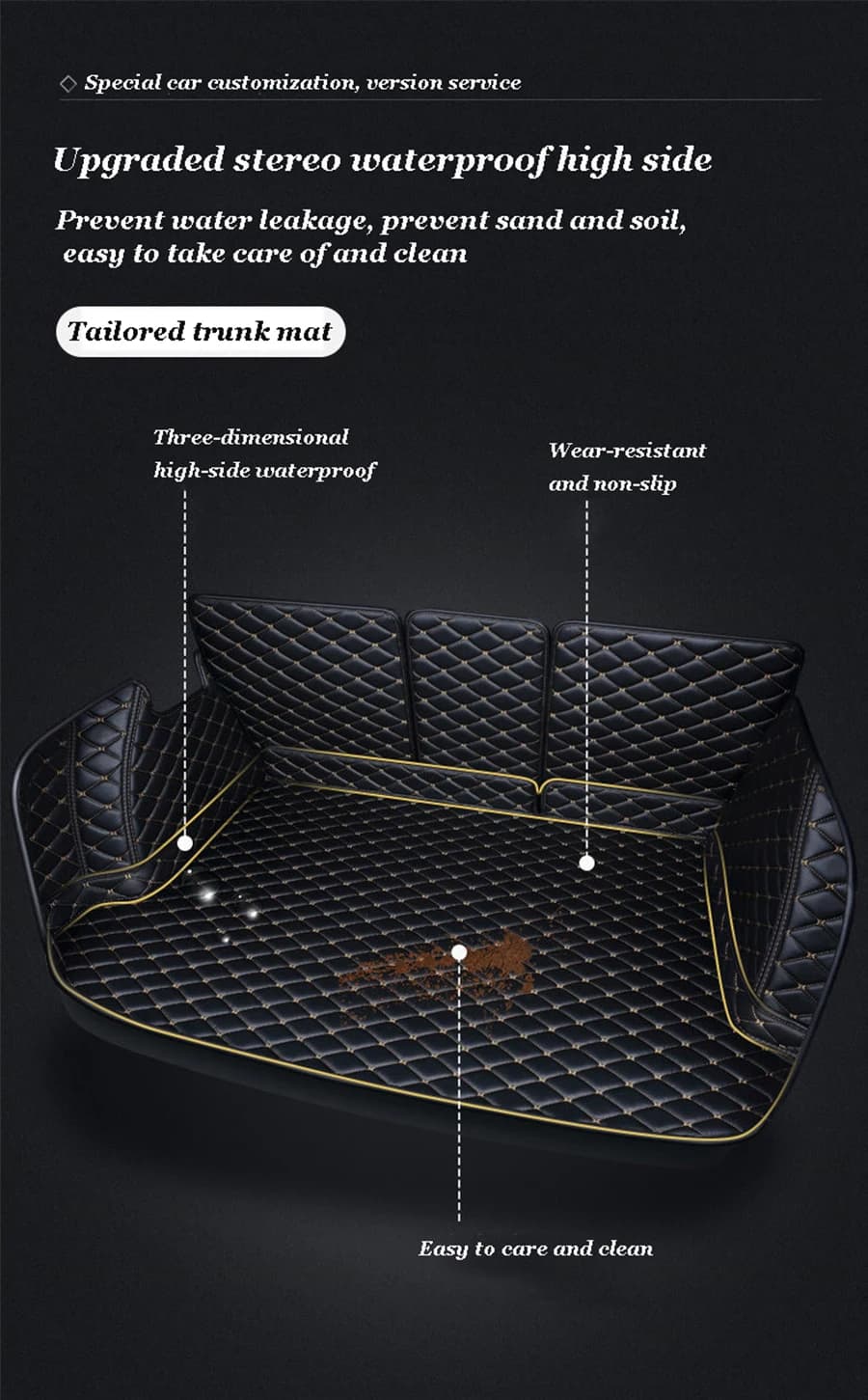 Tapis de coffre en cuir pour Audi Q3 8U 2013-2018, tapis de protection de coffre, tapis de chargement Audi
