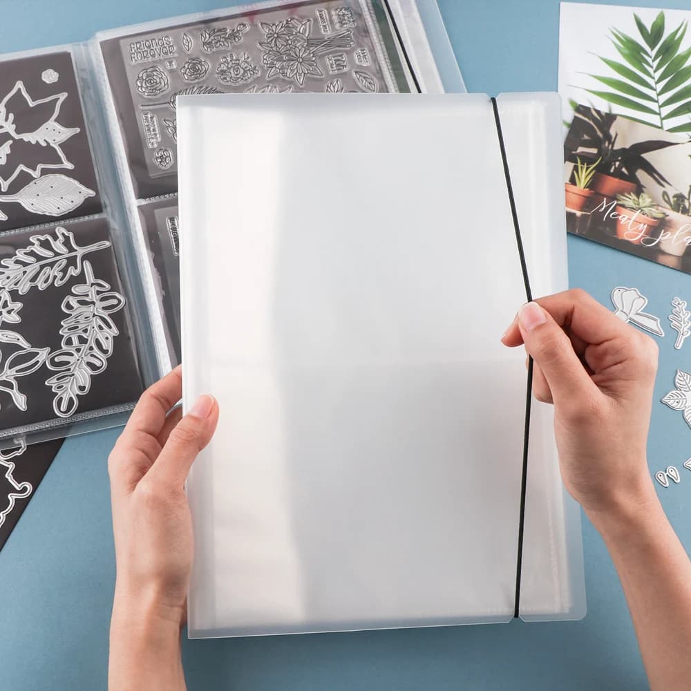 Grand tampon transparent et matrices de découpe, organisateur de livre de stockage, dossier 8.1x11 pouces, Album de rangement d'autocollants, feuilles magnétiques pour l'artisanat de bricolage