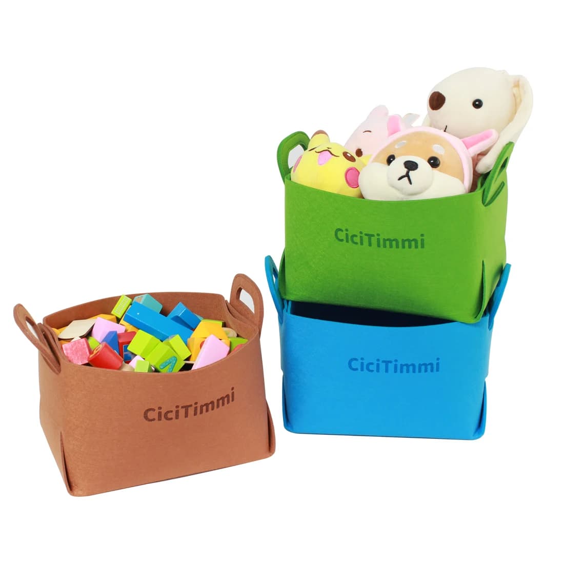 Paniers de rangement pliables avec poignée, étagère en tissu feutre, armoire, bacs, Cisco pliable, jouets, blocs, nettoyage de vêtements, évaluation, 3 pièces