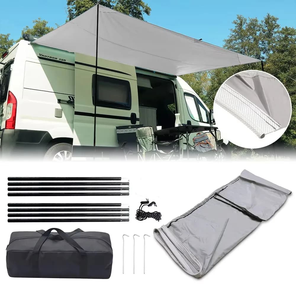 Auvent imperméable pour camping-car, auvent solaire 3,5x2,4m, tente latérale pour caravane, abri extérieur portable avec sac pour campeurs et randonneurs