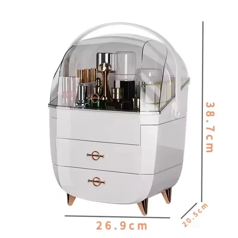Boîte de rangement de cosmétiques, grands tiroirs de rangement de maquillage, organisateur de bijoux étanche à la poussière, vitrines de soins de la peau à domicile