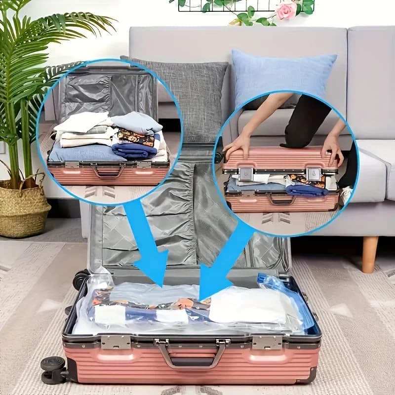 Sac de rangement sous vide avec pompe manuelle | Sac de voyage portable pour vêtements, couvertures, literie, couette