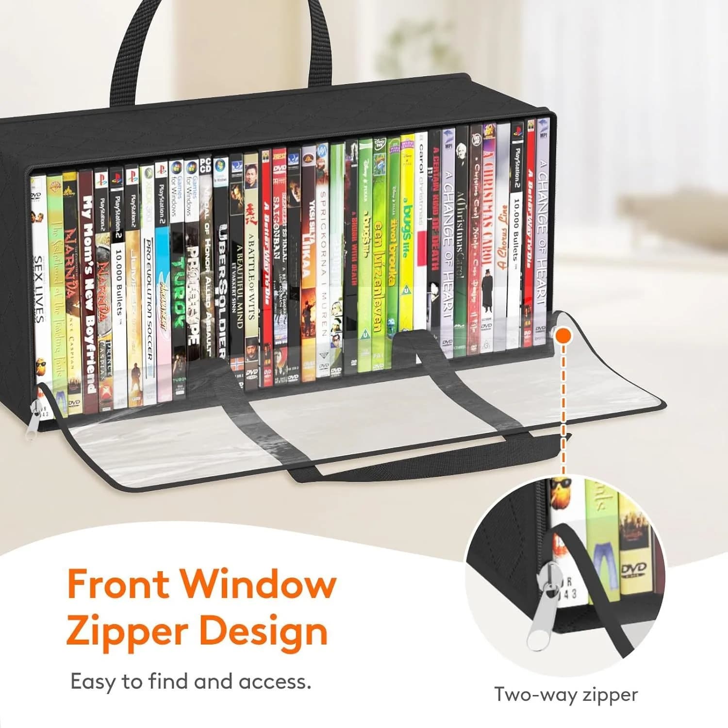 Organisateur de stockage de CD/DVD en tissu non tissé, 52x18x23cm, pour usage personnel, idée cadeau, collection de supports multimédias