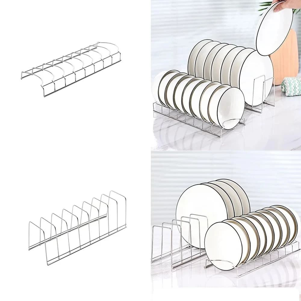 Égouttoir à vaisselle en acier inoxydable, support de rangement polyvalent pour assiettes argentées, bols peu encombrants, support d'égouttoir pour cuisine