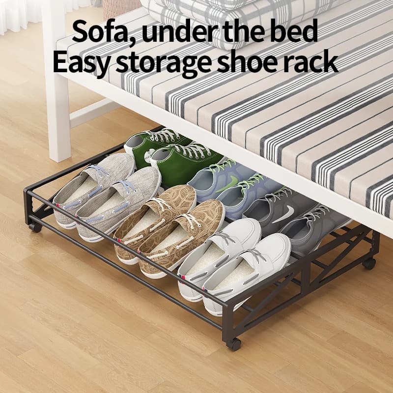 Boîte à chaussures multifonctionnelle avec roulettes, boîte à chaussures rectangulaire/support de rangement pour chaussures, idéale pour le rangement sous le lit, sous le bureau, sous le canapé, sous