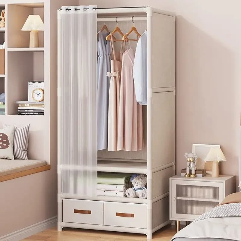 Armoire pliable de grande capacité pour dortoir et chambre à coucher, armoire à assemblage facile, étagère de rangement anti-poussière, Cisco durable