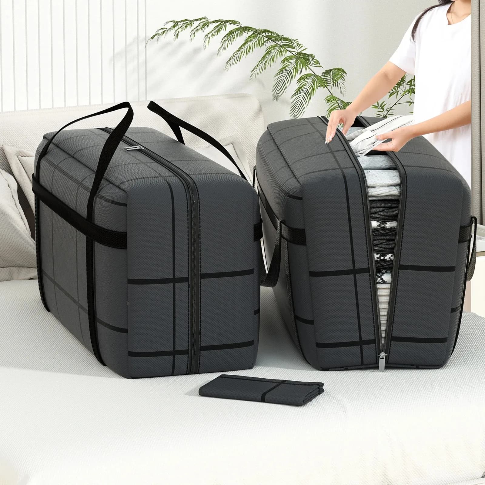 Sacs à main de rangement pour la maison, pour déplacer les voyages, dortoir, armoires, vêtements, sacs de rangement pour couettes, sacs anti-poussière pliables résistants à l'humidité