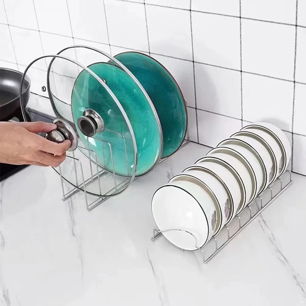 Égouttoir à vaisselle en acier inoxydable, support de rangement polyvalent pour assiettes argentées, bols peu encombrants, support d'égouttoir pour cuisine