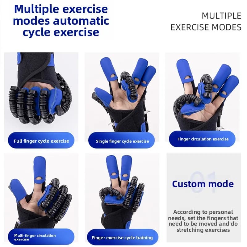 Gants robotisés d'exercice pour la rééducation des doigts (gauche/droite) – Idéal pour AVC, hémiplégie, infarctus cérébral – Usage domestique