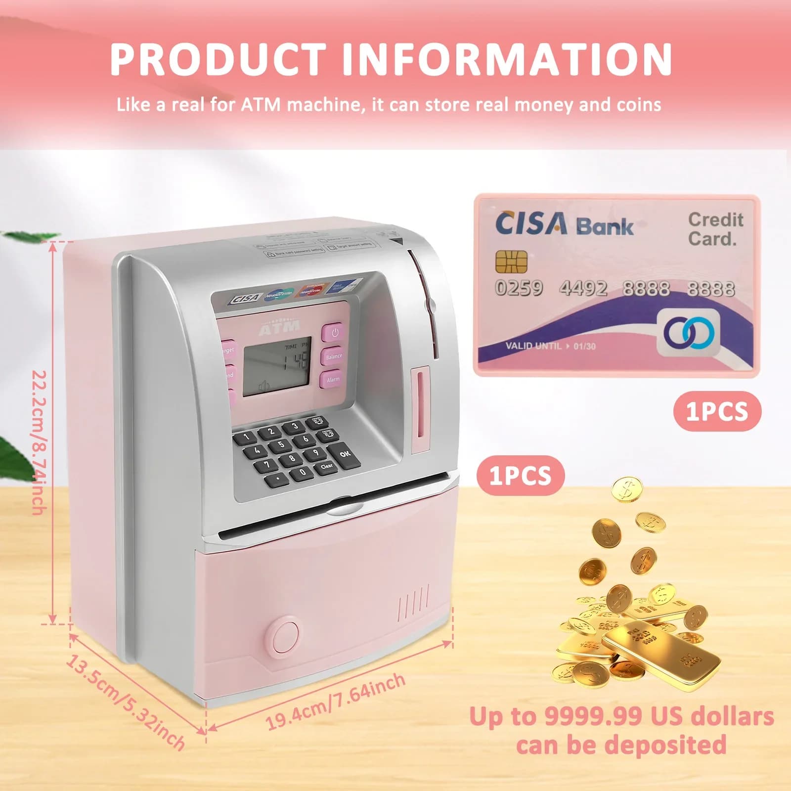 ATM tirelire automatique Mini coffre-fort pièces de monnaie économie d'argent tirelire numérique électronique mis à niveau parlant tirelire cadeaux pour enfants