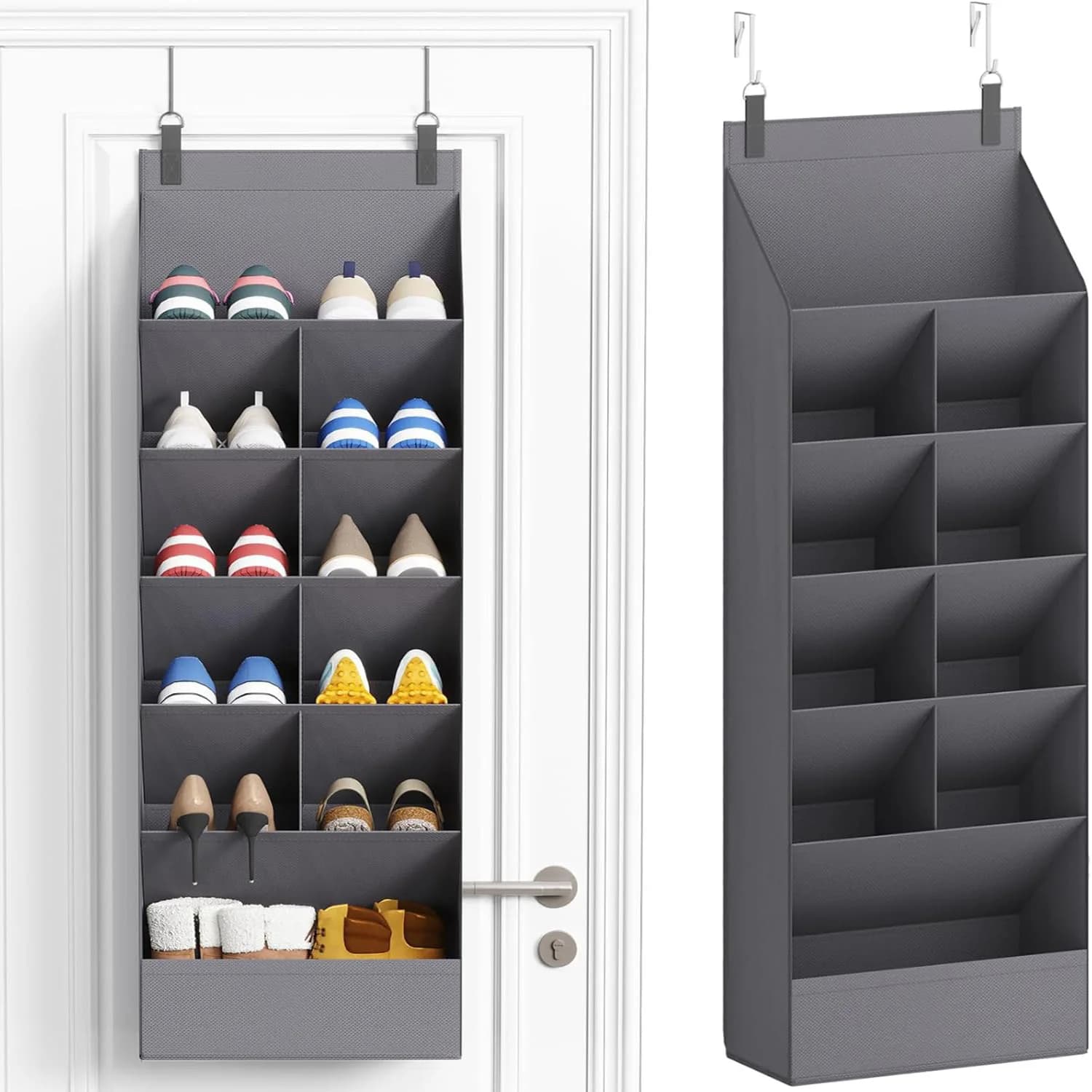 Sac de rangement pour chaussures en tissu, à suspendre à la porte, pour placard, dortoir, peut contenir jusqu'à 12 paires, organisateur de chaussures multi-usages