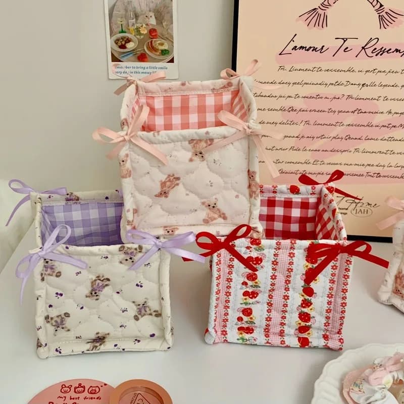 Panier de rangement matelassé, panier de rangement de bon articles de bureau, boîte de rangement pour organiser les cosmétiques, les collations et les articles divers