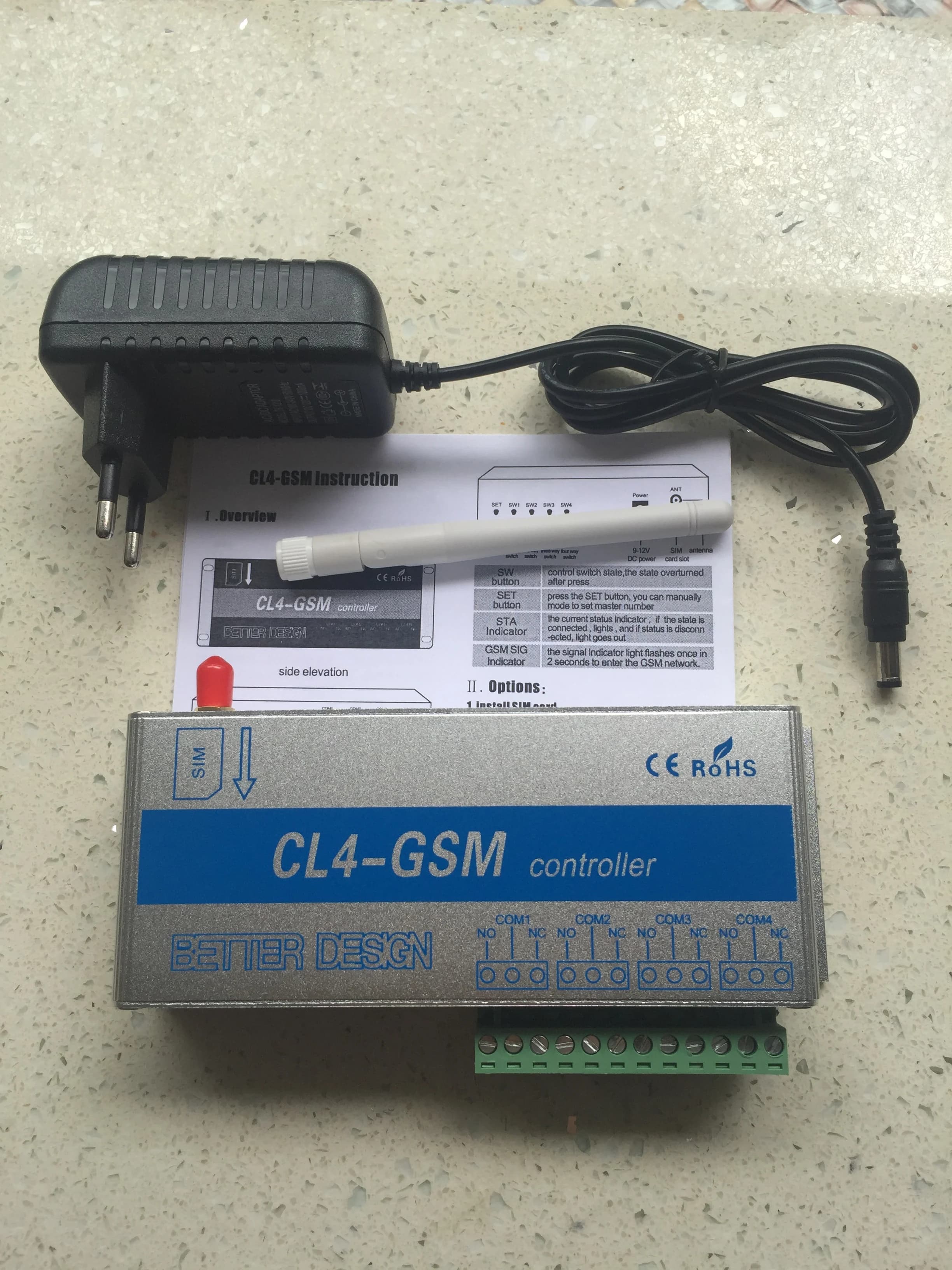 Commutateur GSM SMS APP télécommande CL4-GSM 4 relais sortie porte de Garage idéal pour contrôler les appareils électriques domestiques