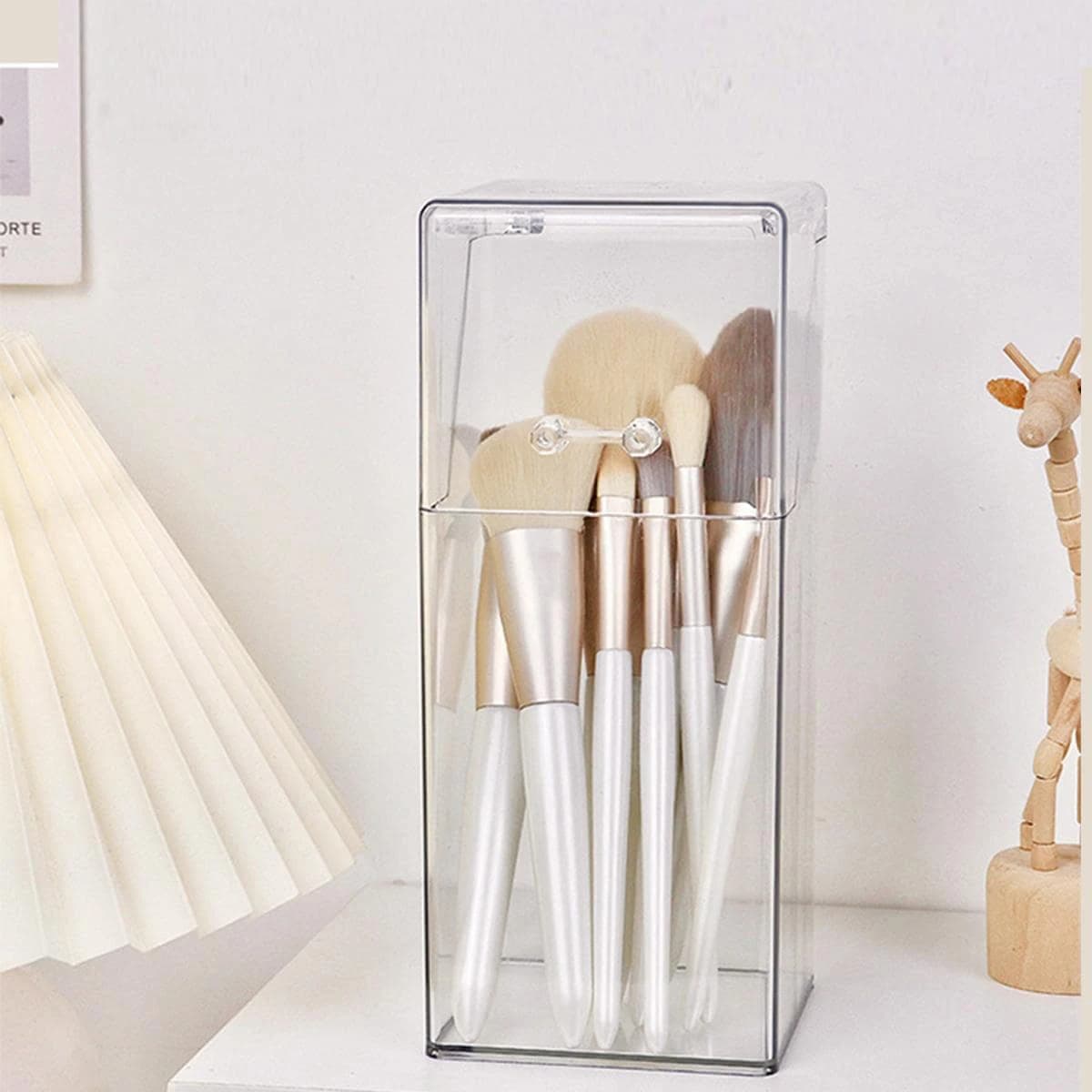 Boîte de rangement pour pinceaux de maquillage, simple et transparente, support de rangement multifonctionnel pour pinceaux de maquillage, simple, durable et pratique