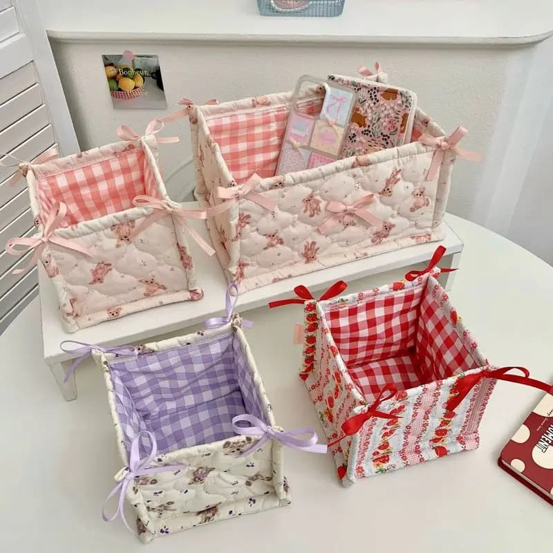 Panier de rangement matelassé, panier de rangement de bon articles de bureau, boîte de rangement pour organiser les cosmétiques, les collations et les articles divers