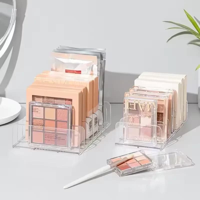 Boîte de rangement pour maquillage, étagère transparente à 7 compartiments, présentoir multi-cellules pour cosmétiques, fard à joues, fard à paupières, gain de place, durable