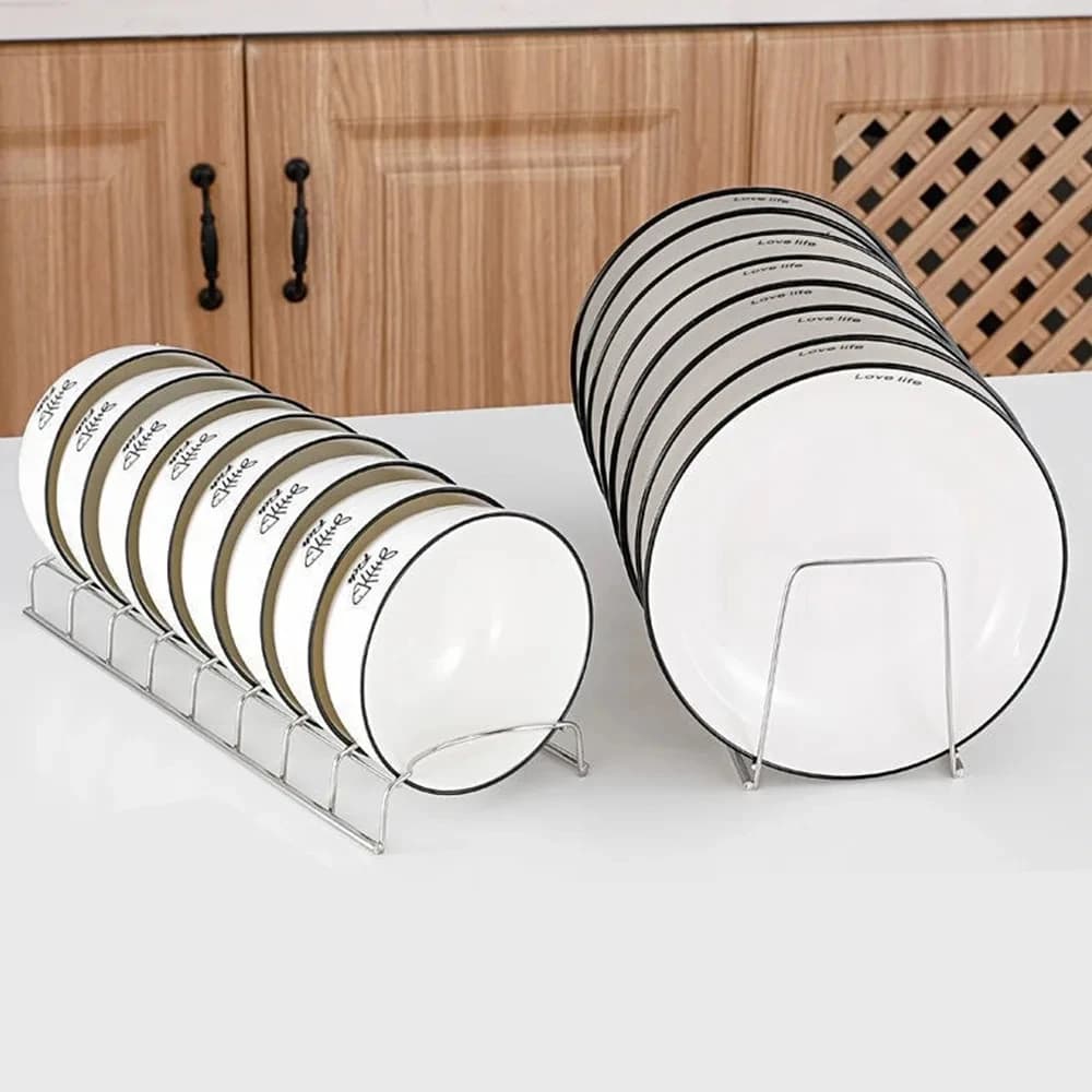 Égouttoir à vaisselle en acier inoxydable, support de rangement polyvalent pour assiettes argentées, bols peu encombrants, support d'égouttoir pour cuisine
