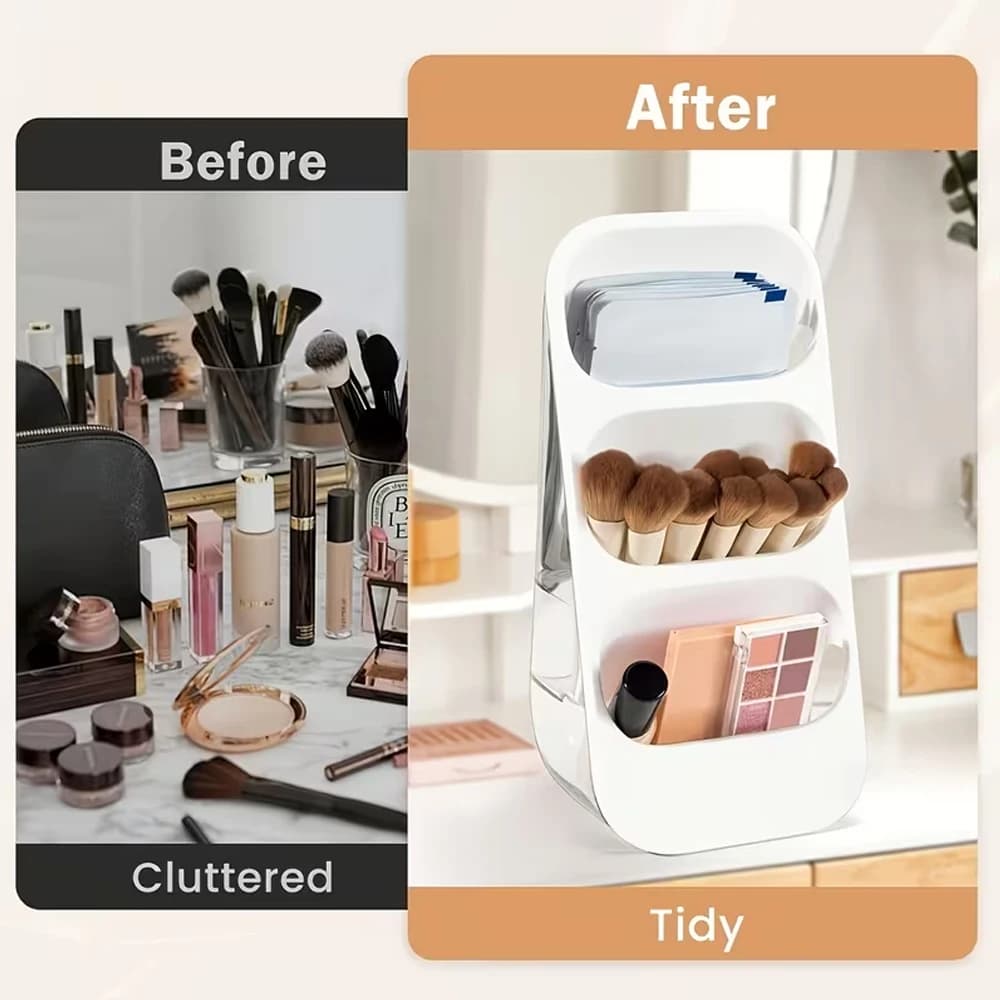 Boîte de rangement pour cosmétiques de bureau, organiseur de pinceaux de maquillage, support de rangement de grande capacité pour comptoir, adapté pour la table de maquillage, la salle de bain, la cha