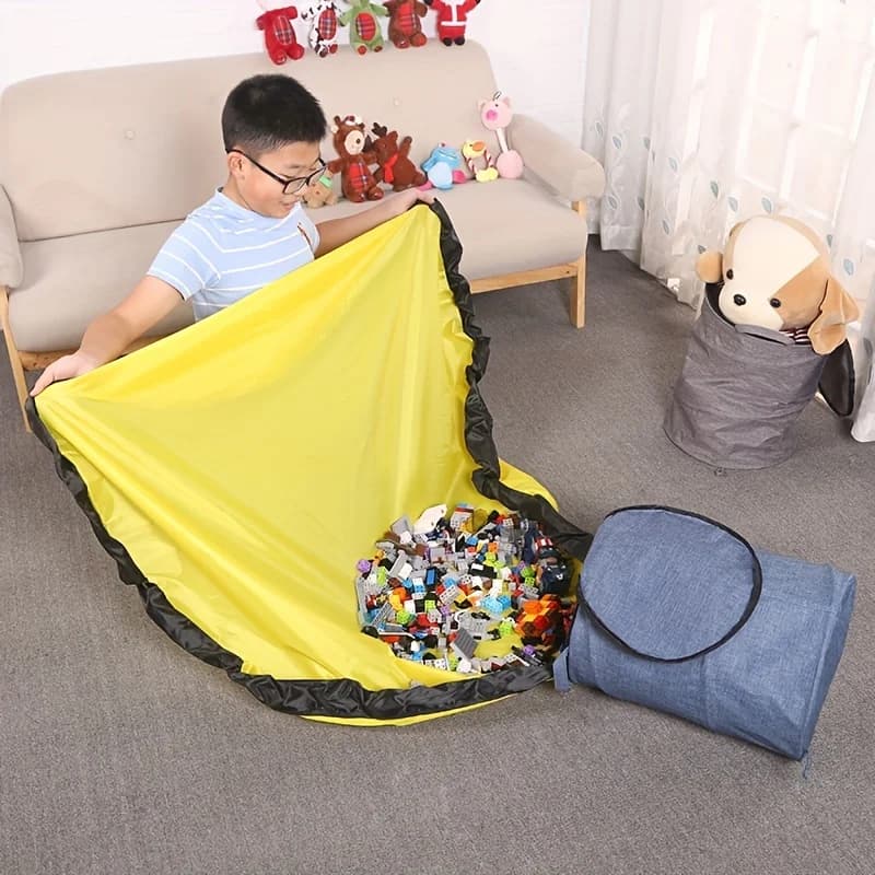 Sac de rangement pour jouets, blocs de construction Lego, sac de rangement pour poupées pour enfants, grand sac détachable à rangement rapide, tapis de jeu, seau de rangement