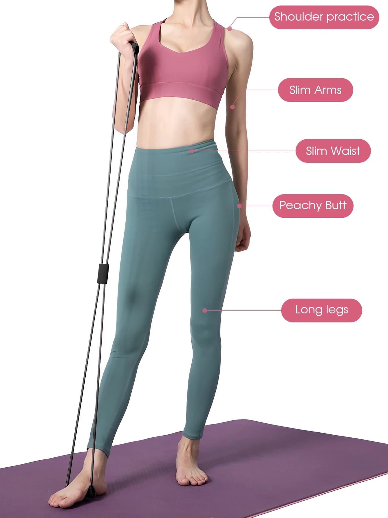 Extenseur de poitrine élastique en forme de 8, bandes de yoga, pilates, équipement de fitness, entraînement de force