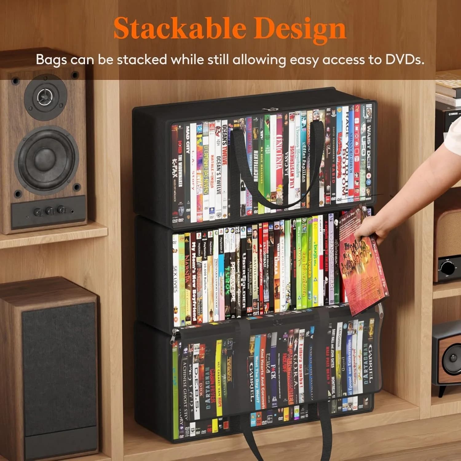Organisateur de stockage de CD/DVD en tissu non tissé, 52x18x23cm, pour usage personnel, idée cadeau, collection de supports multimédias