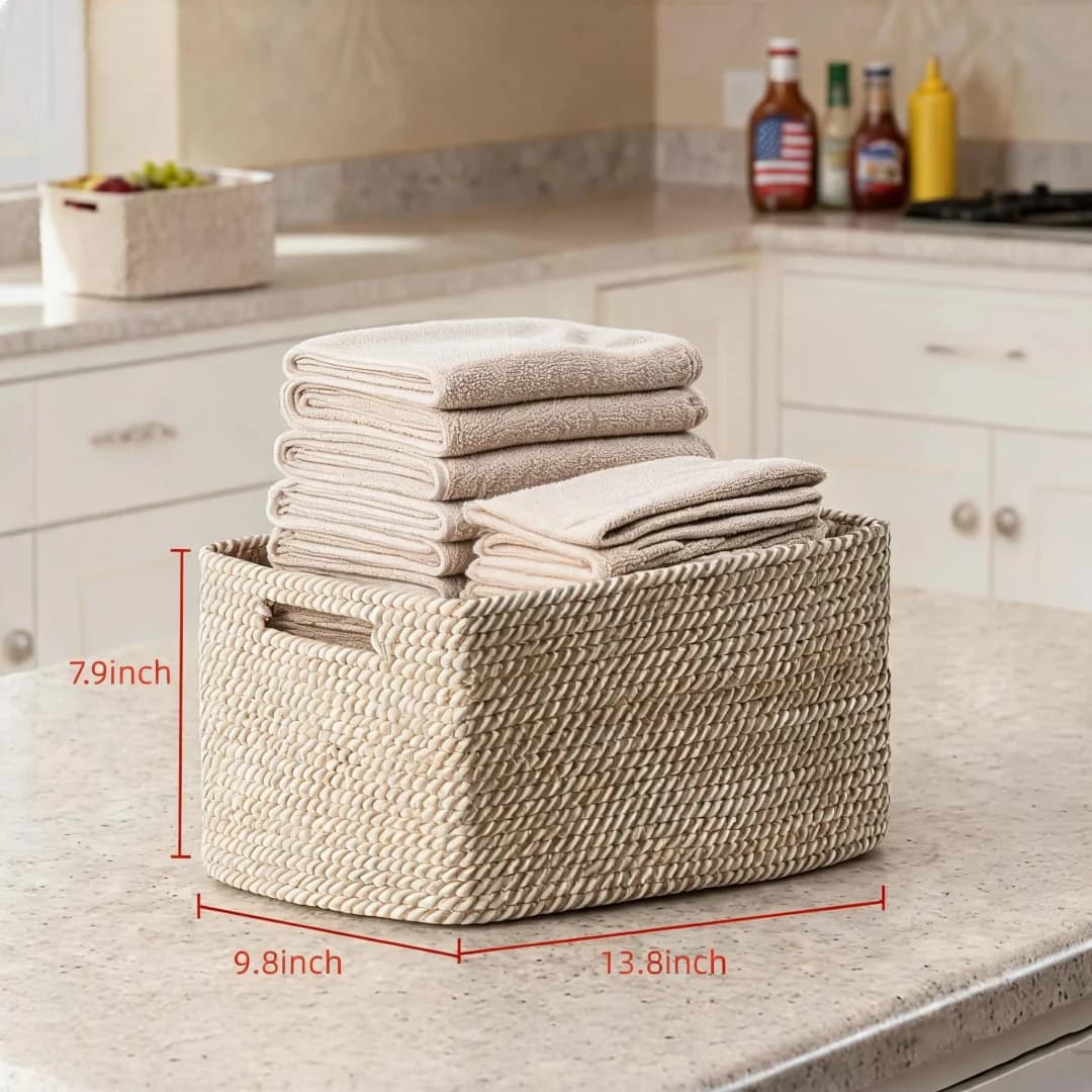 Panier de rangement en corde tissée avec poignée – Organisateur multifonctionnel pour vêtements, jouets