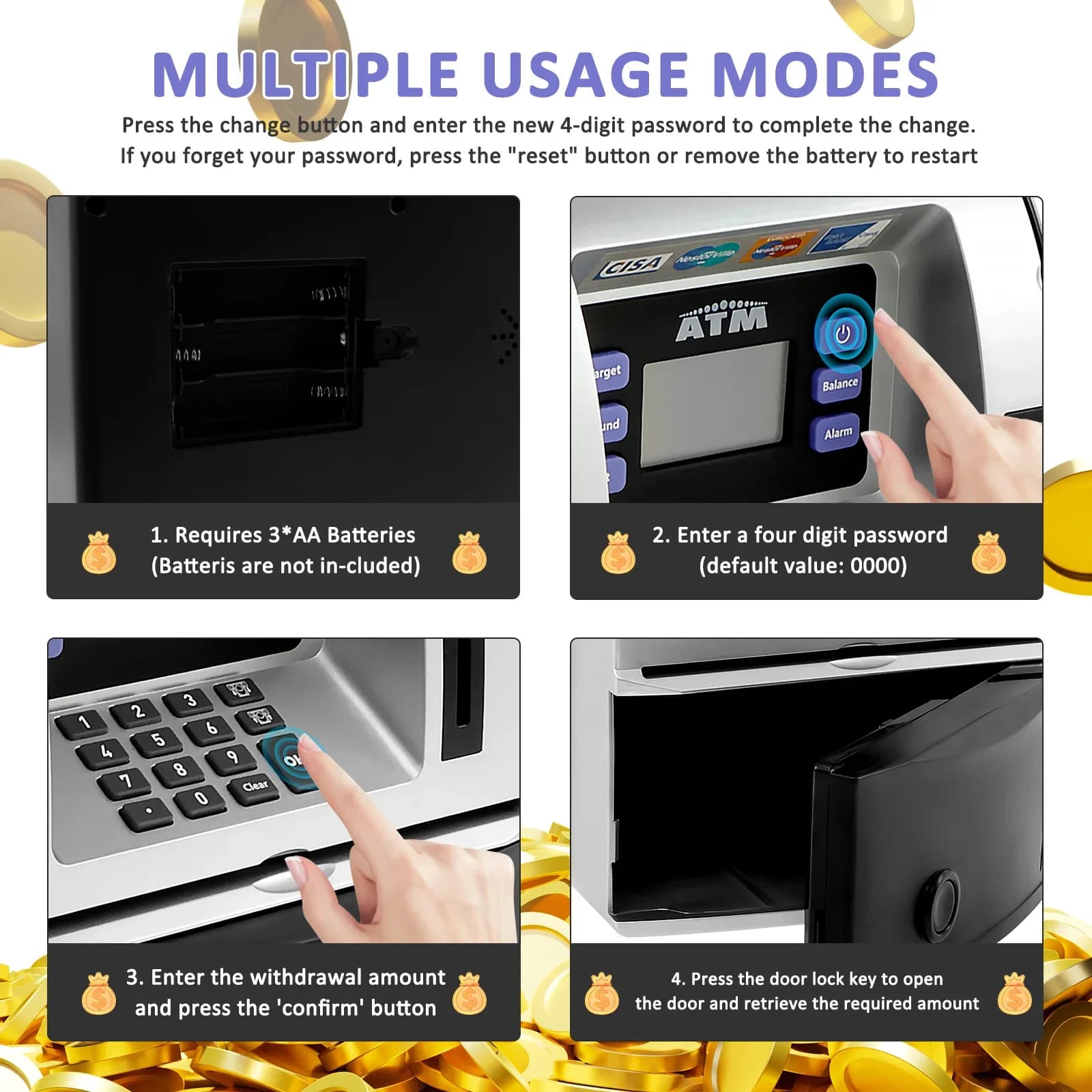 ATM tirelire automatique Mini coffre-fort pièces de monnaie économie d'argent tirelire numérique électronique mis à niveau parlant tirelire cadeaux pour enfants