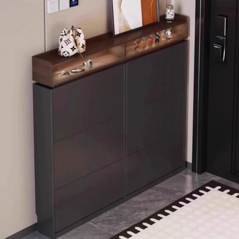 Meuble à chaussures fin en bois fermé pour entrée de salon, couloir, hôtel - Organisateur de chaussures - Mobilier de maison