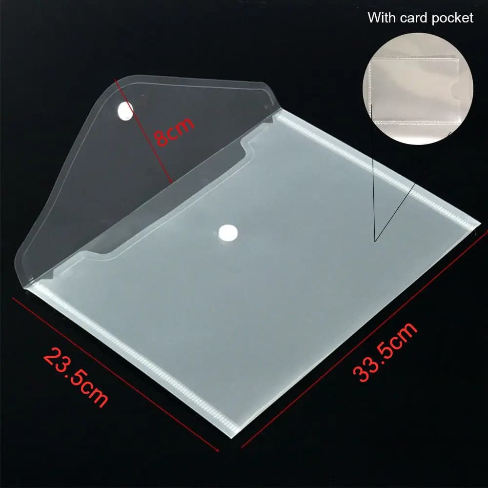 Sac d'enveloppe de bureau, rangement du papier, dossiers en plastique A5/A4, porte-fichiers A5/A4, sac de fichiers Transparent