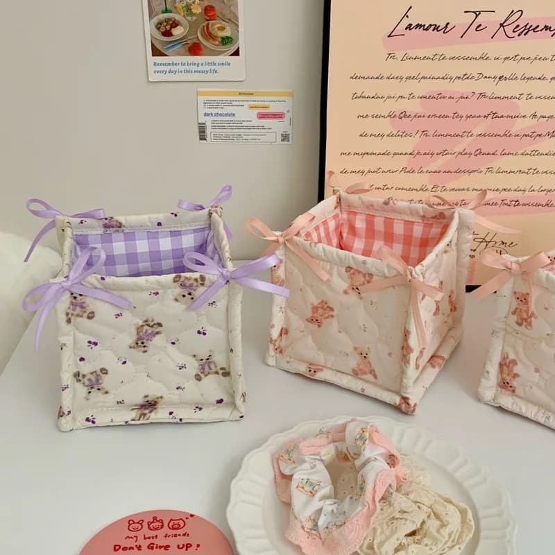 Panier de rangement matelassé, panier de rangement de bon articles de bureau, boîte de rangement pour organiser les cosmétiques, les collations et les articles divers