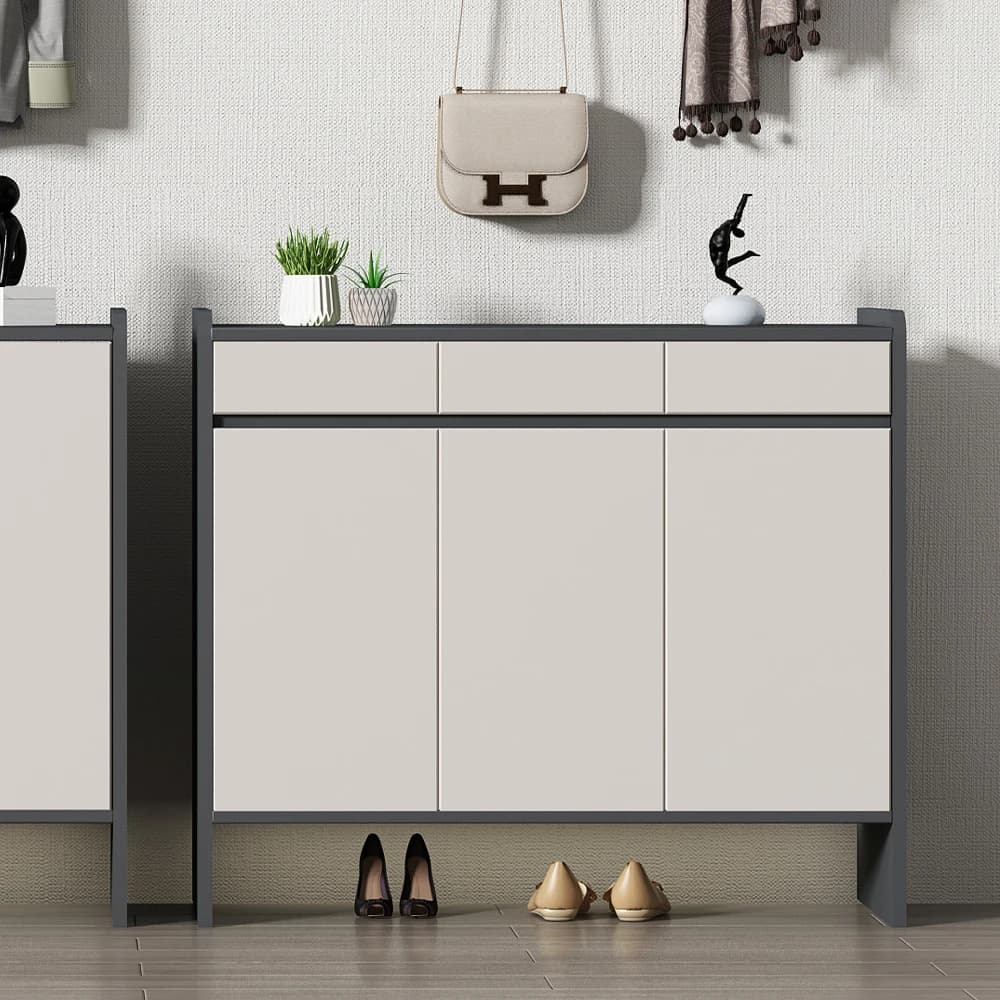 Meuble à chaussures en bois, grande capacité, armoire de rangement en bois, unité d'organisation personnalisable de luxe en MDF, contreplaqué et panneaux de particules pour la maison