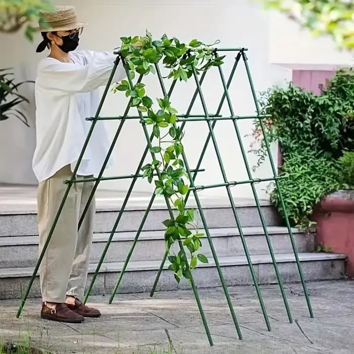 Support de pergola pour jardin vert - Tiges de support pour plantes en acier revêtu de PVC, supports de plantation pour potager, supports pour vignes