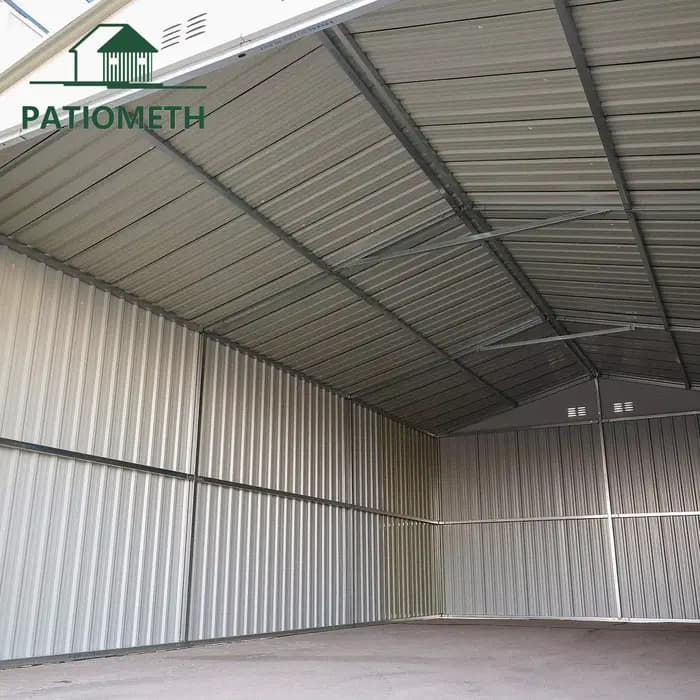 Abri de voiture extérieur en métal robuste de 12 x 19 pieds avec toit galvanisé et structure en acier thermolaqué