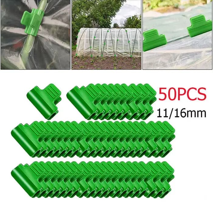 Pinces de serre en plastique, 50 pièces, fil de Film vert, filet de couverture, Clips de cerceau de