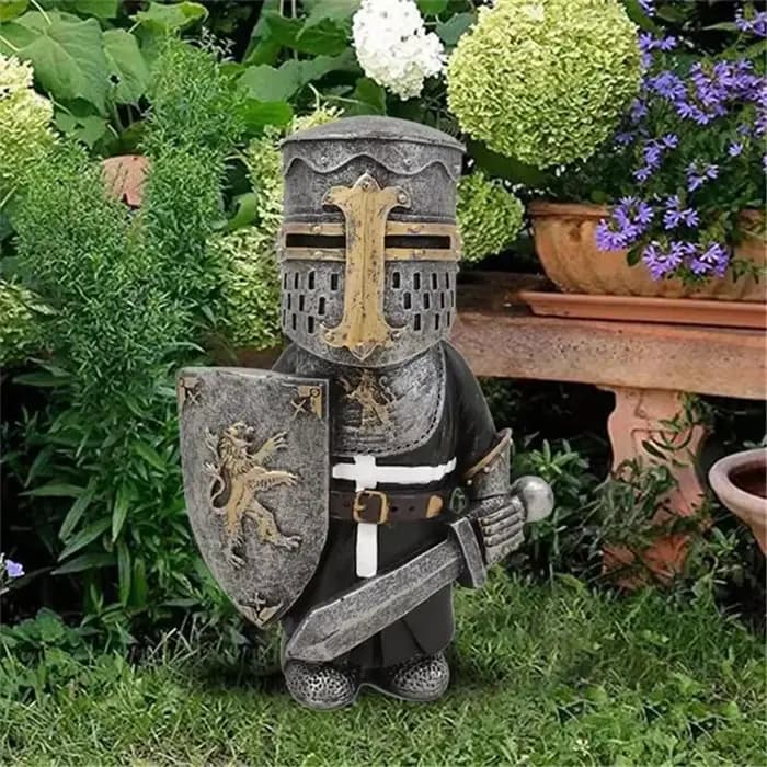 Chevalier Gnomes jardin Statue garde croix templier nain