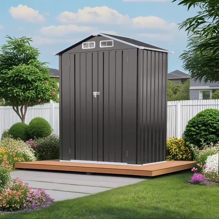 Abri de jardin extérieur étanche 5x3 pieds, 2 portes, certifié CE, en acier galvanisé, pour outils,