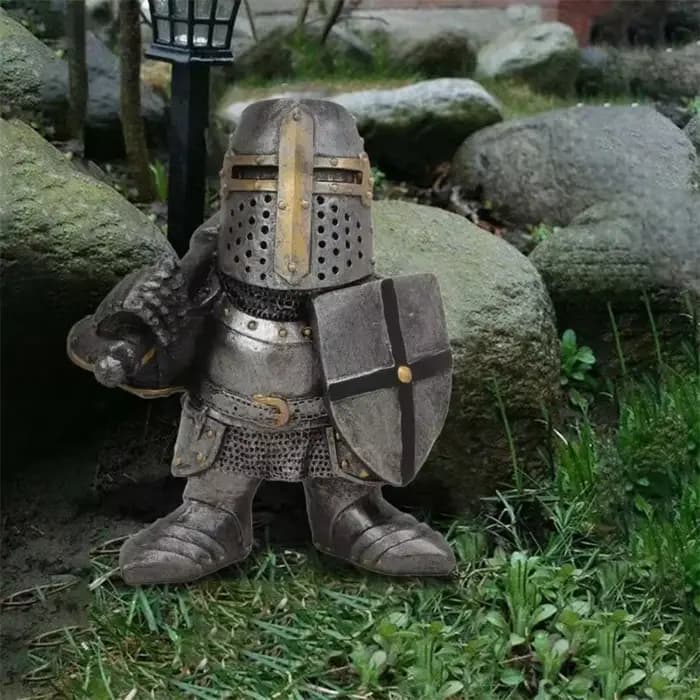 Chevalier Gnomes jardin Statue garde croix templier nain